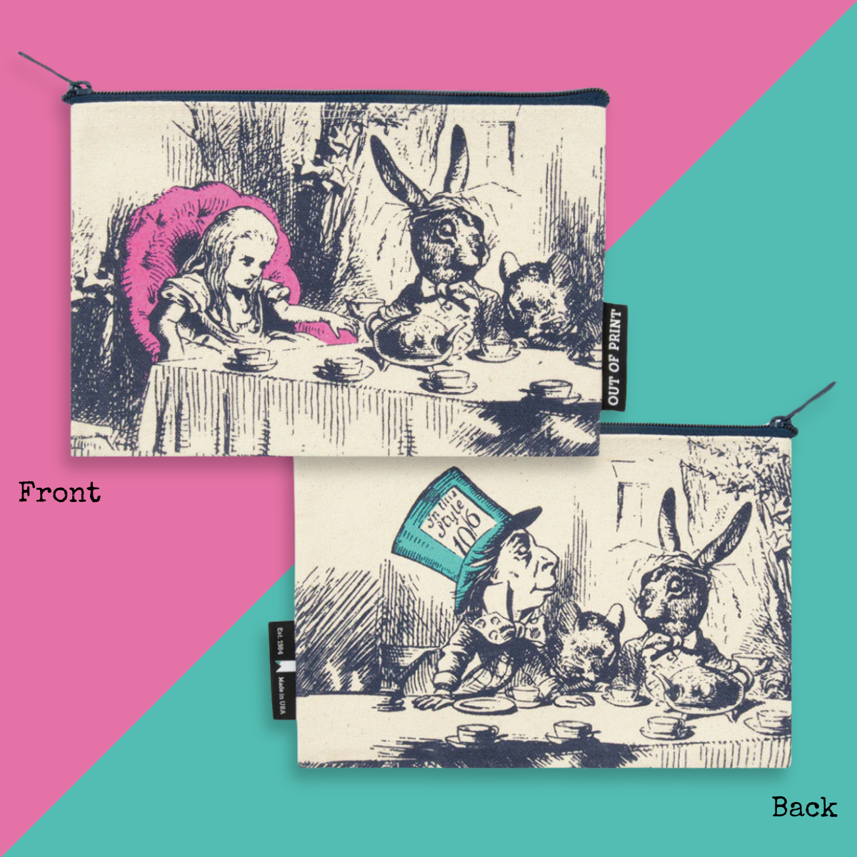 Alice in Wonderland Canvas Zippered Pouch