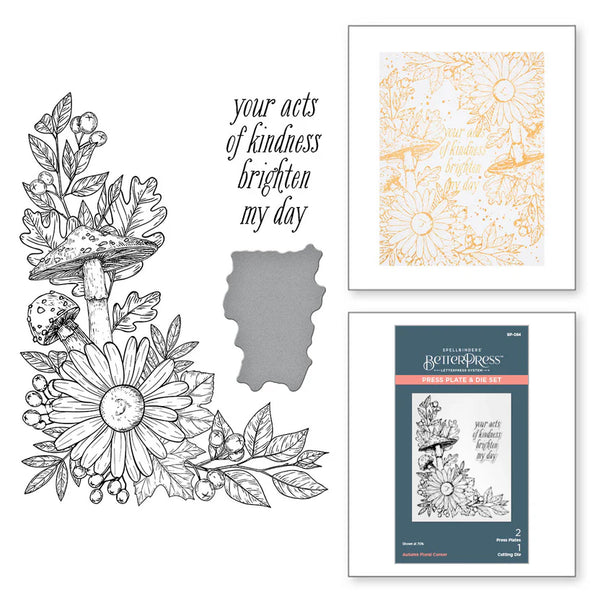 Autumnal Floral Corner Press Plate + Die Set