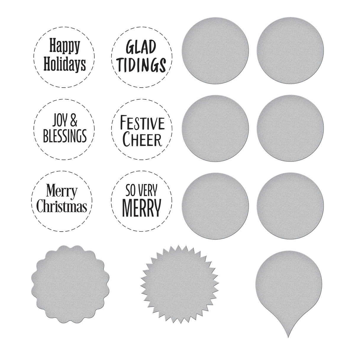 Festive Circle Sentiments Press Plates + Die Set | Lisa Horton