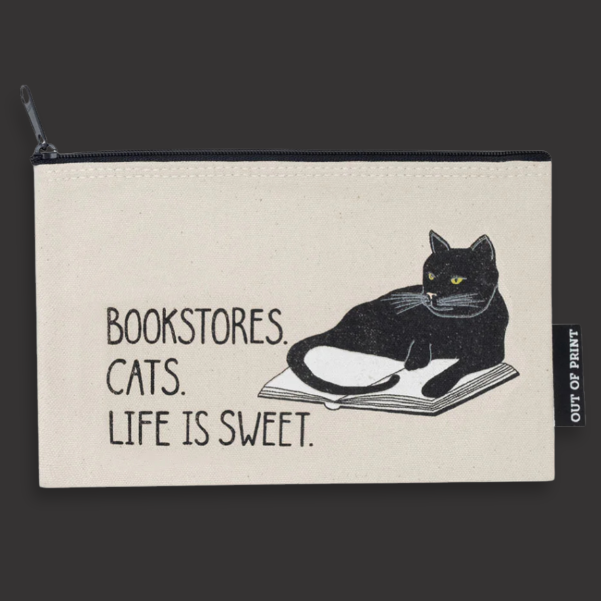 Bookstore Cats Canvas Zippered Pouch