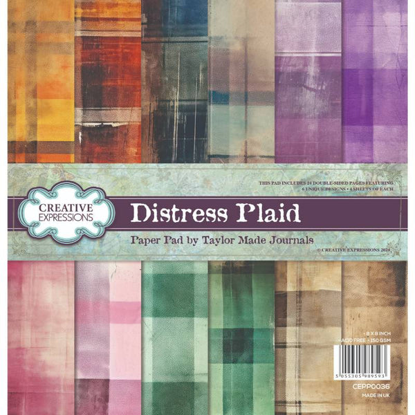 Distress Plaid 8x8 Paper Pad | Taylor Made Journals