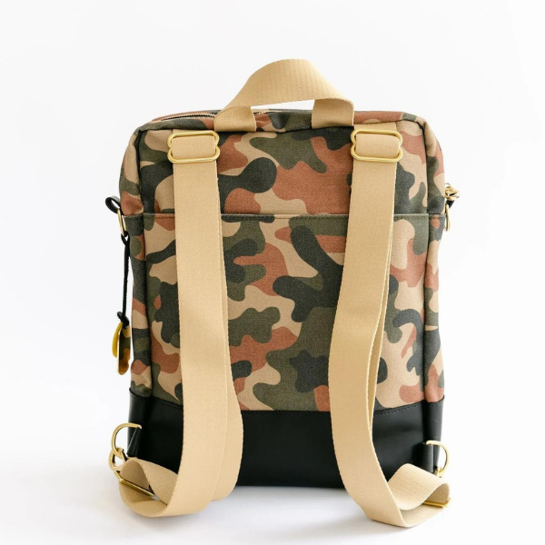 Corbin Riveter Camo Canvas Leather Convertible Backpack