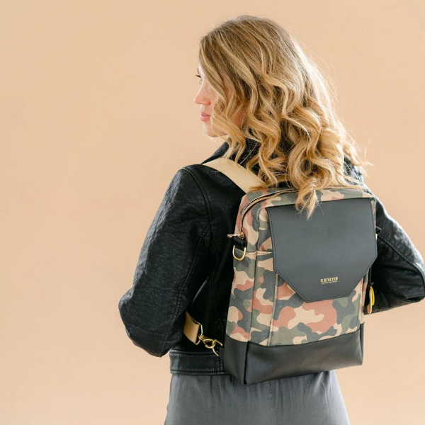 Corbin | Riveter Camo Canvas + Leather Convertible Backpack