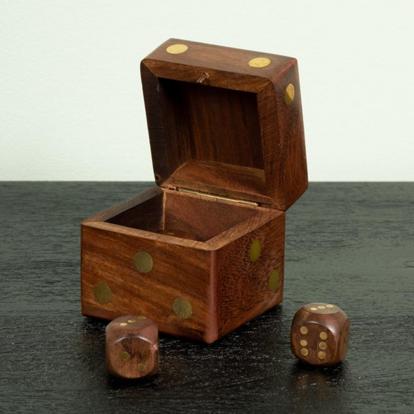 Wood + Brass Dice Box