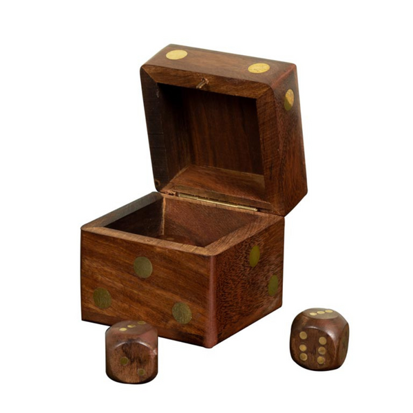 Wood + Brass Dice Box