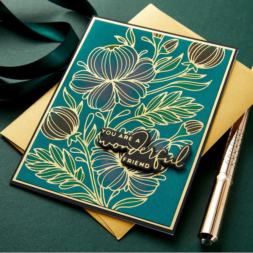 Glimmering Peonies Hot Foil Plates