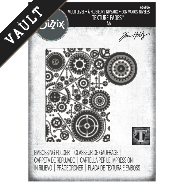 Gears Texture Fades Embossing Folder | Tim Holtz 2025 Vault Release