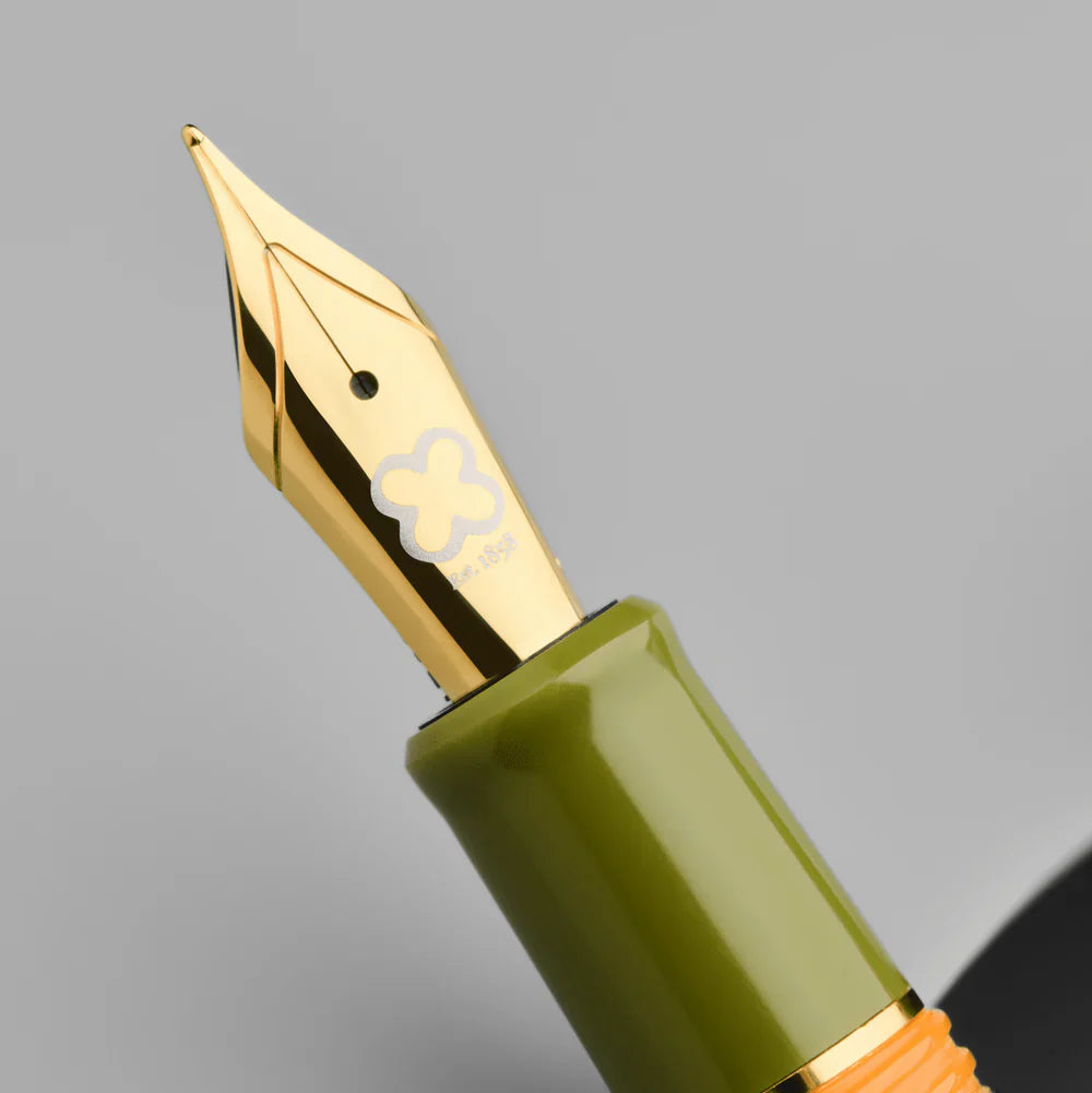 Quirky Leaf Estie Fountain Pen | Push Button Piston | Gold Trim