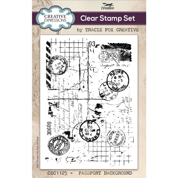 Passport Background A6 Clear Stamp Set | Tracie Fox