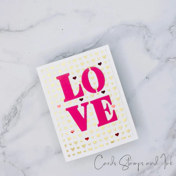 Hearts A2 Background Glimmer Hot Foil Plate