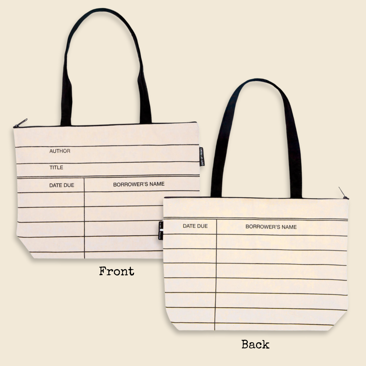 Library Card Zippered Market Tote