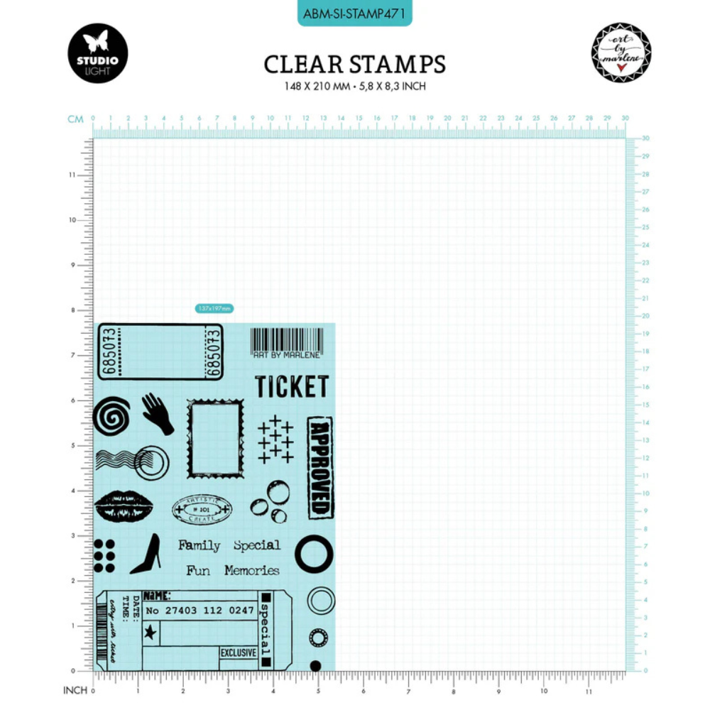 One-Way Ticket 6x10 Clear Stamp Set No. 471 | Art by Marlene