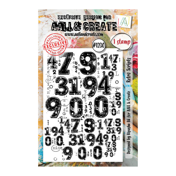 Retro Scripts A7 Stamp Set No. 1230 | Steampunk Essentials