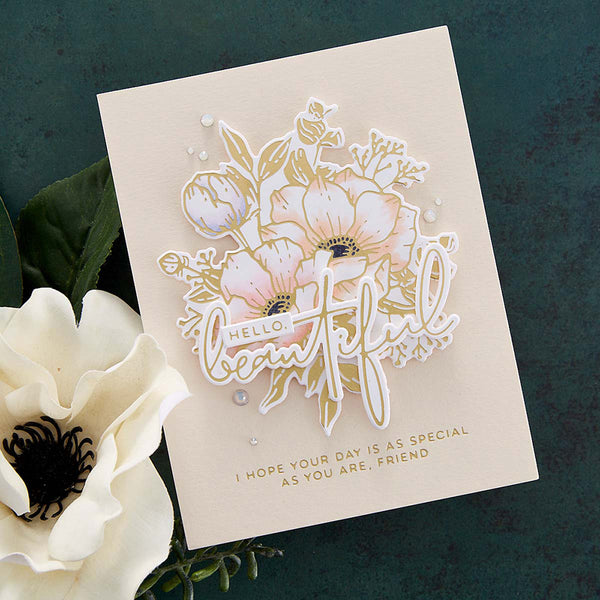 Hello, Friend Sentiments Hot Foil Plate {Glimmer} | Anemone Blooms Collection by Yana Smakula