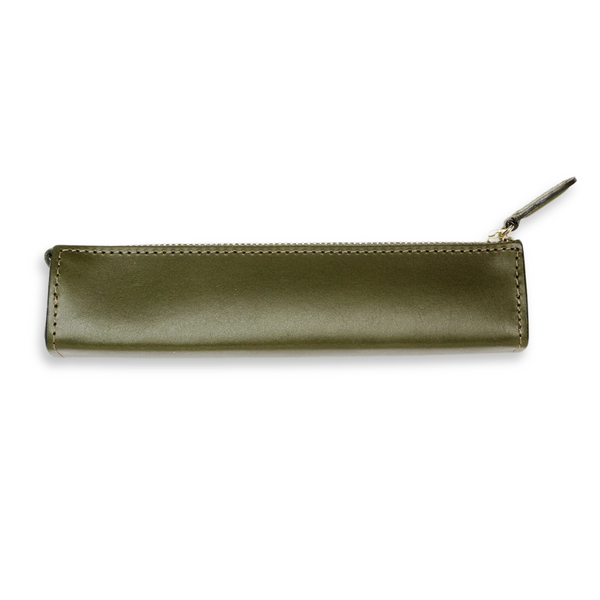 Green Rio Zippered Leather Pen Case