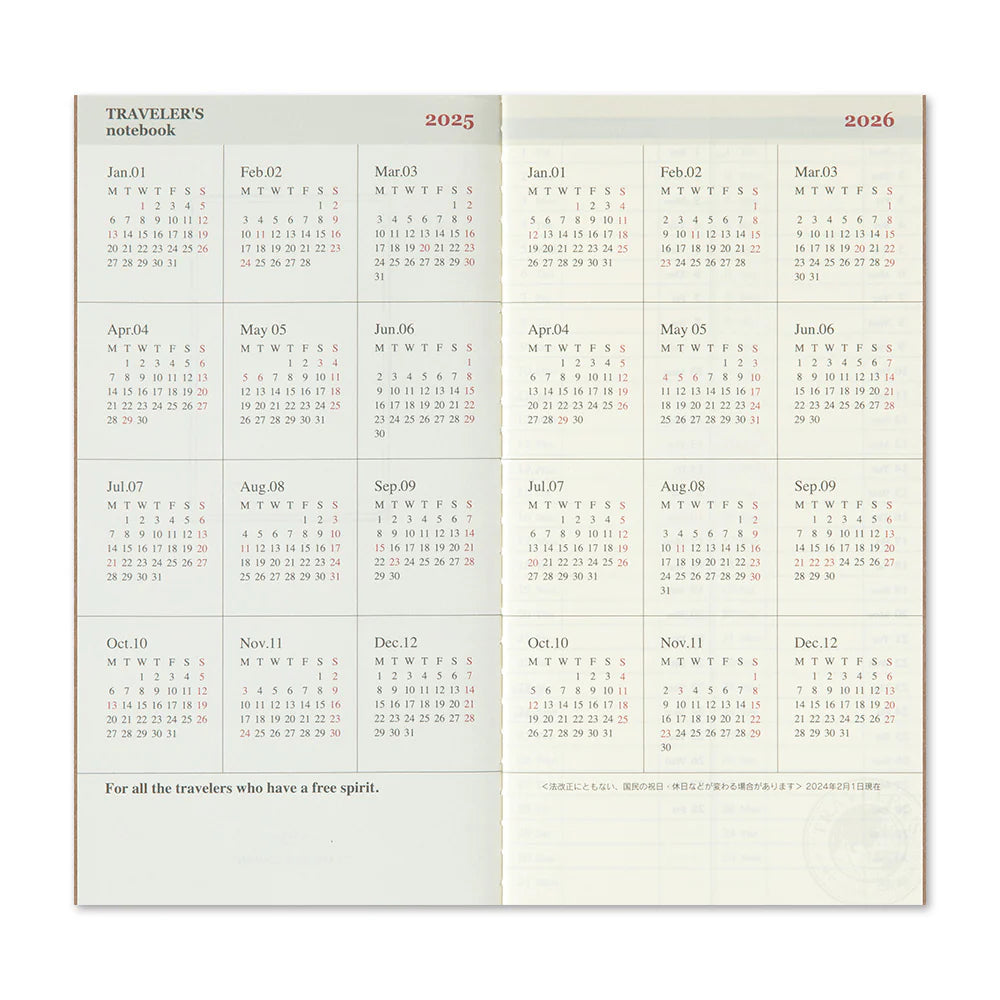 Dated Weekly Vertical 2025 Regular-Size {Limited Edition} | Traveler's Notebook {clearance}