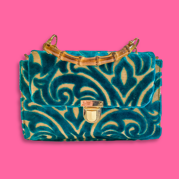 Lilly Turquoise Chenille Mosaic Handmade Handbag