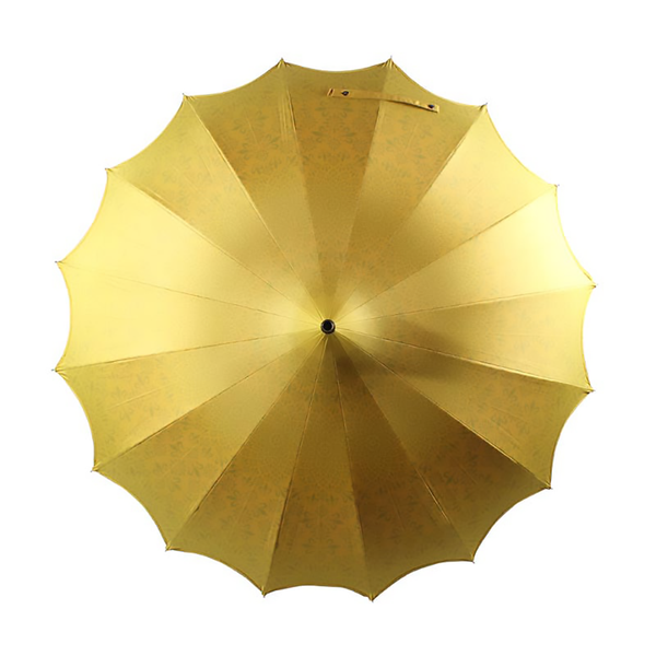 Boutique Patterned Pagoda Umbrella Scalloped edge Yellow