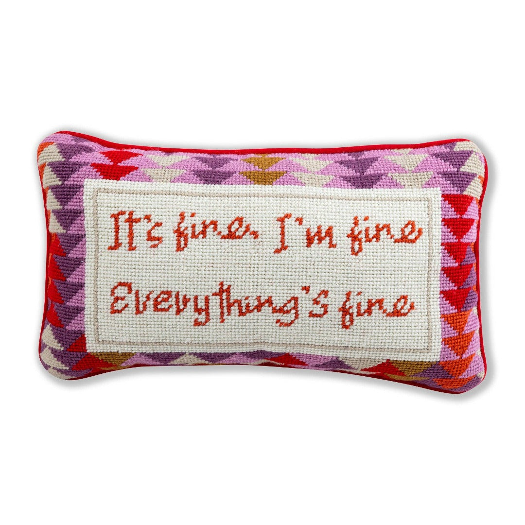 Everything's Fine Needlepoint Throw Pillow