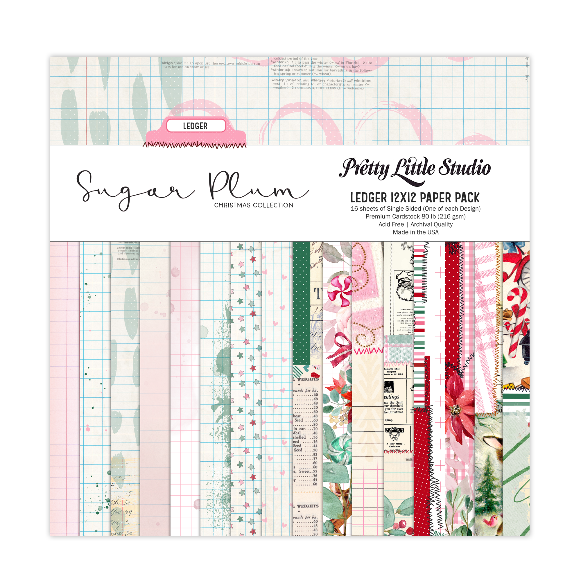 Sugar Plum 12x12 Single-Sided Ledger Paper Pack