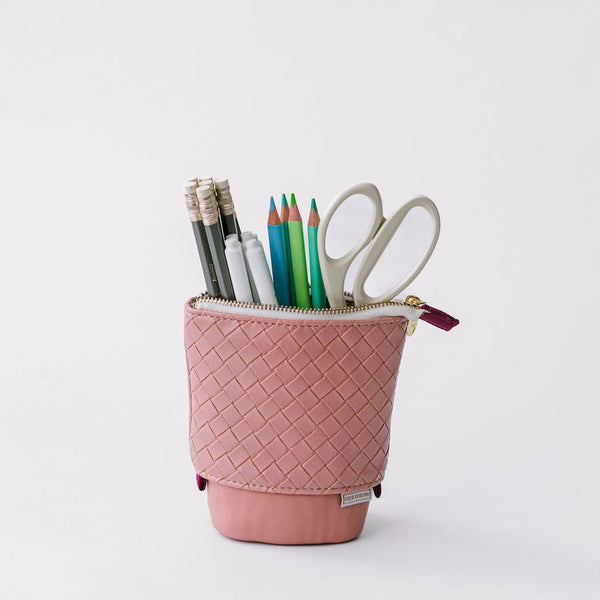 Blush Pink Luxe Standing Pencil Pouch