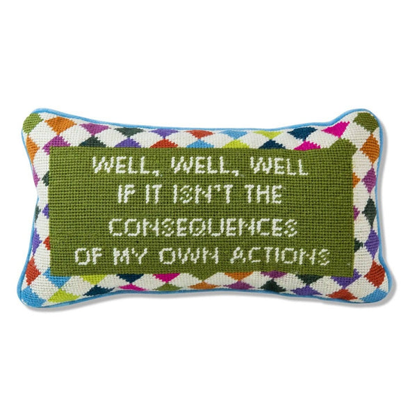 Well Well Well Needlepoint Throw Pillow {clearance}