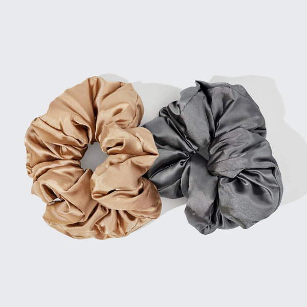 Charcoal + Gold Satin Sleep Pillow Scrunchies