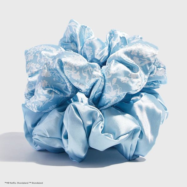 Bridgerton Toile De Blue Satin Pillow Scrunchies