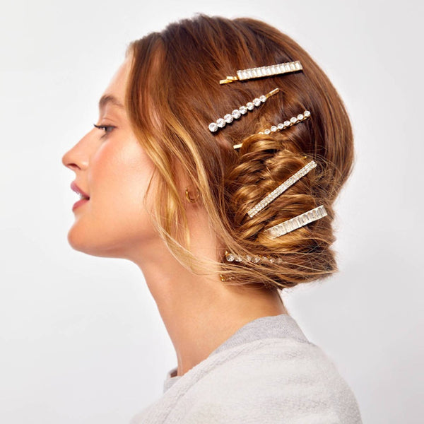 Gold + Rhinestone Bobby Pin Set