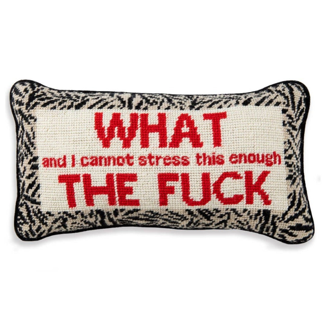 WTF Needlepoint Throw Pillow