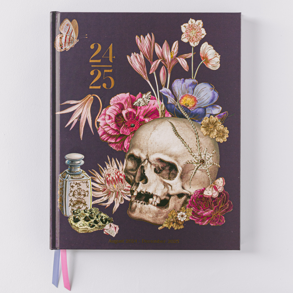 2025 Collage Floral Skull 17-Month Large Bound Planner {clearance}