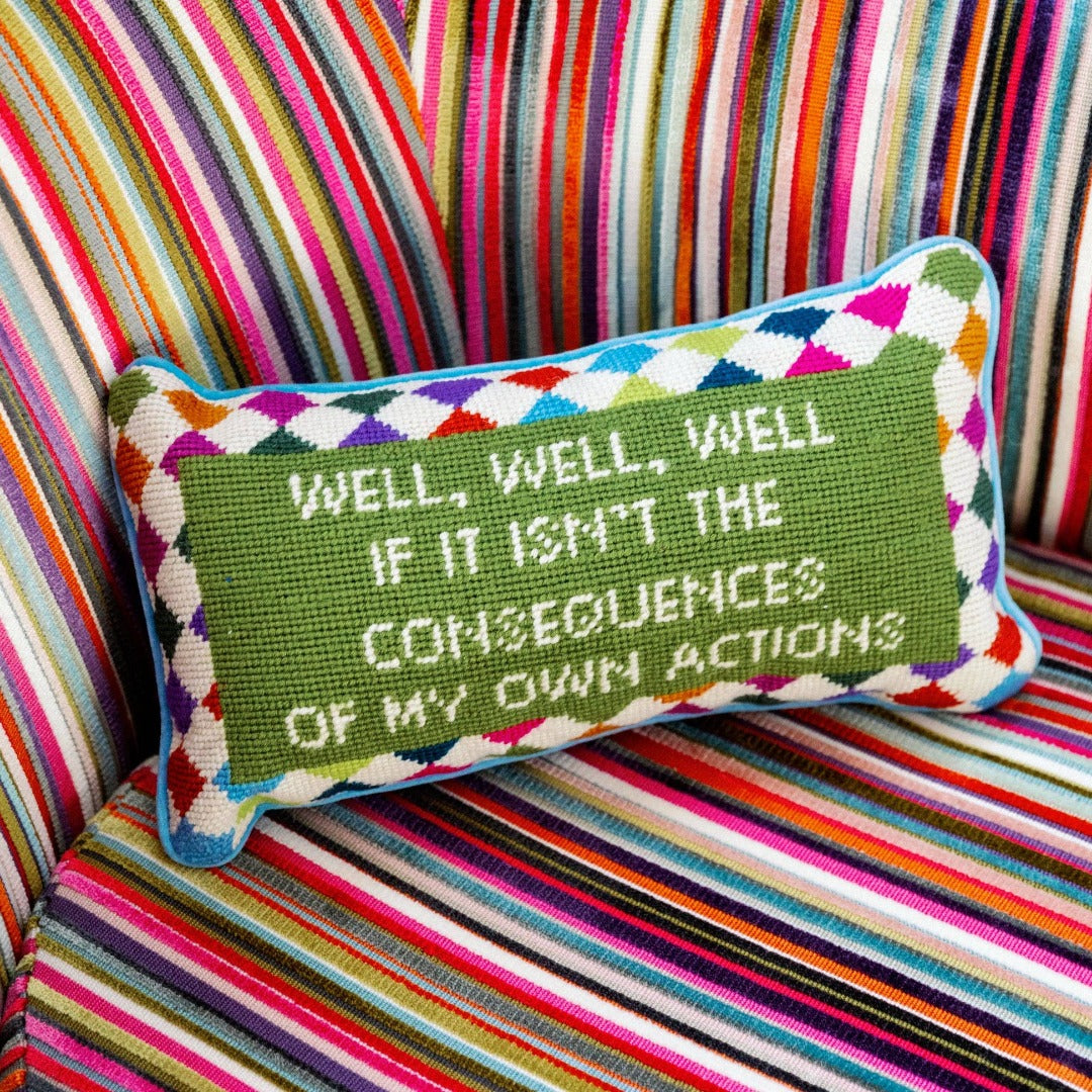 Well Well Well Needlepoint Throw Pillow