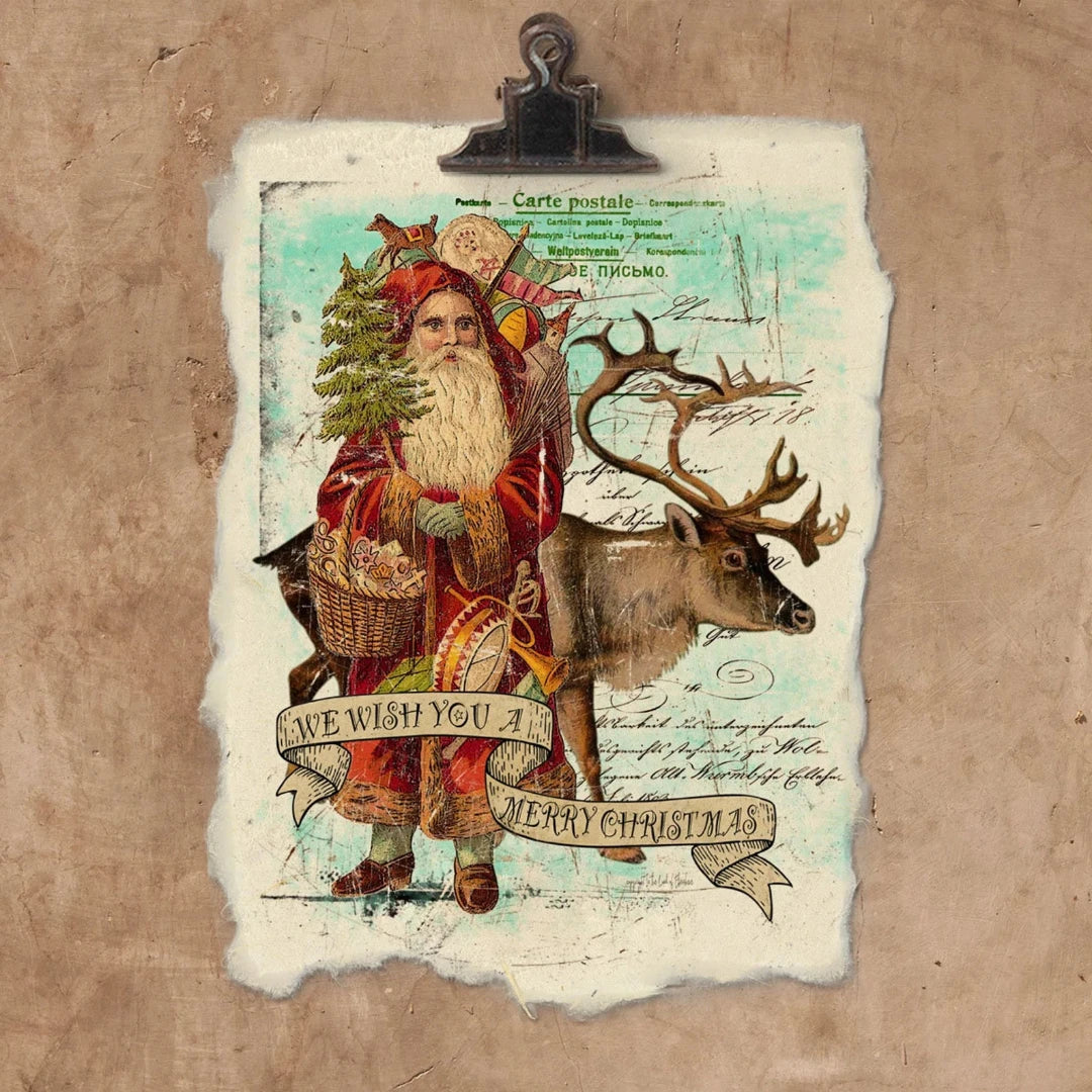 A Merry Christmas Art Print on 12x16 Handmade Paper