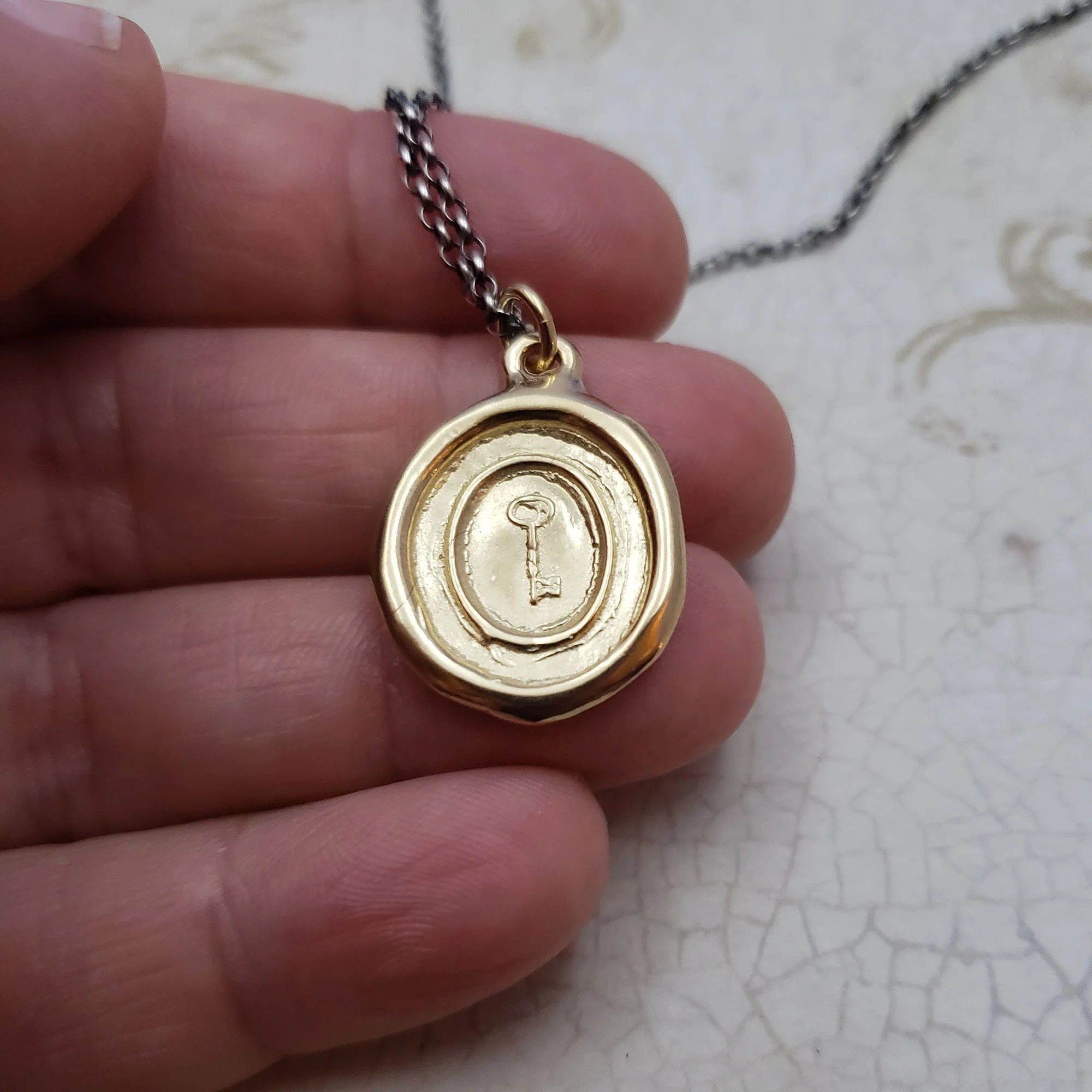 Victorian Skeleton Key Wax Seal Pendant