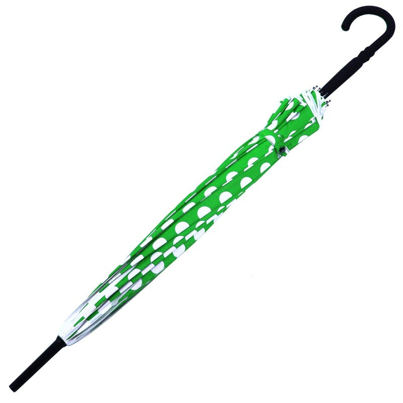 Green Polka Dot Ribbed Pagoda Umbrella