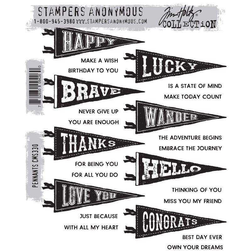 Pennants Cling Stamp Set | Tim Holtz