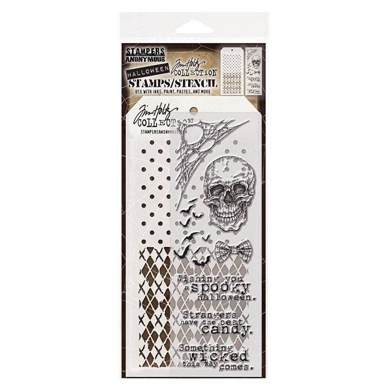 Life of the Party Mixed Media Stamp + Stencil Set {Halloween} | Tim Holtz