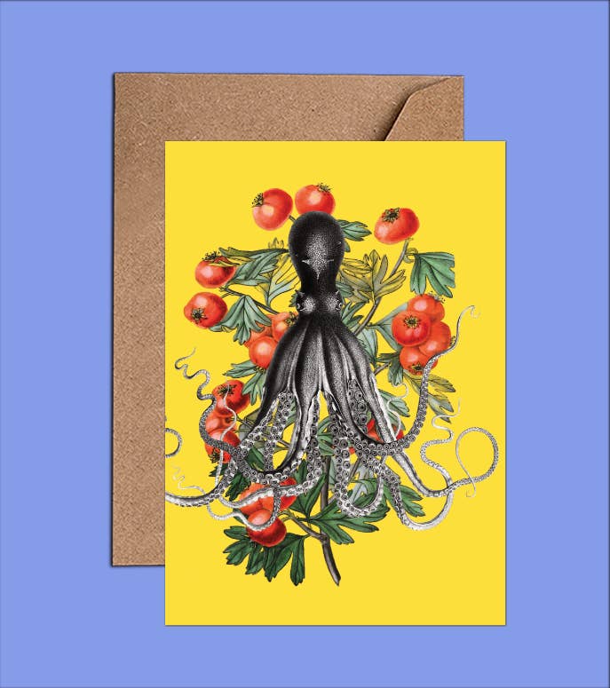 Floral Octopus Art Card